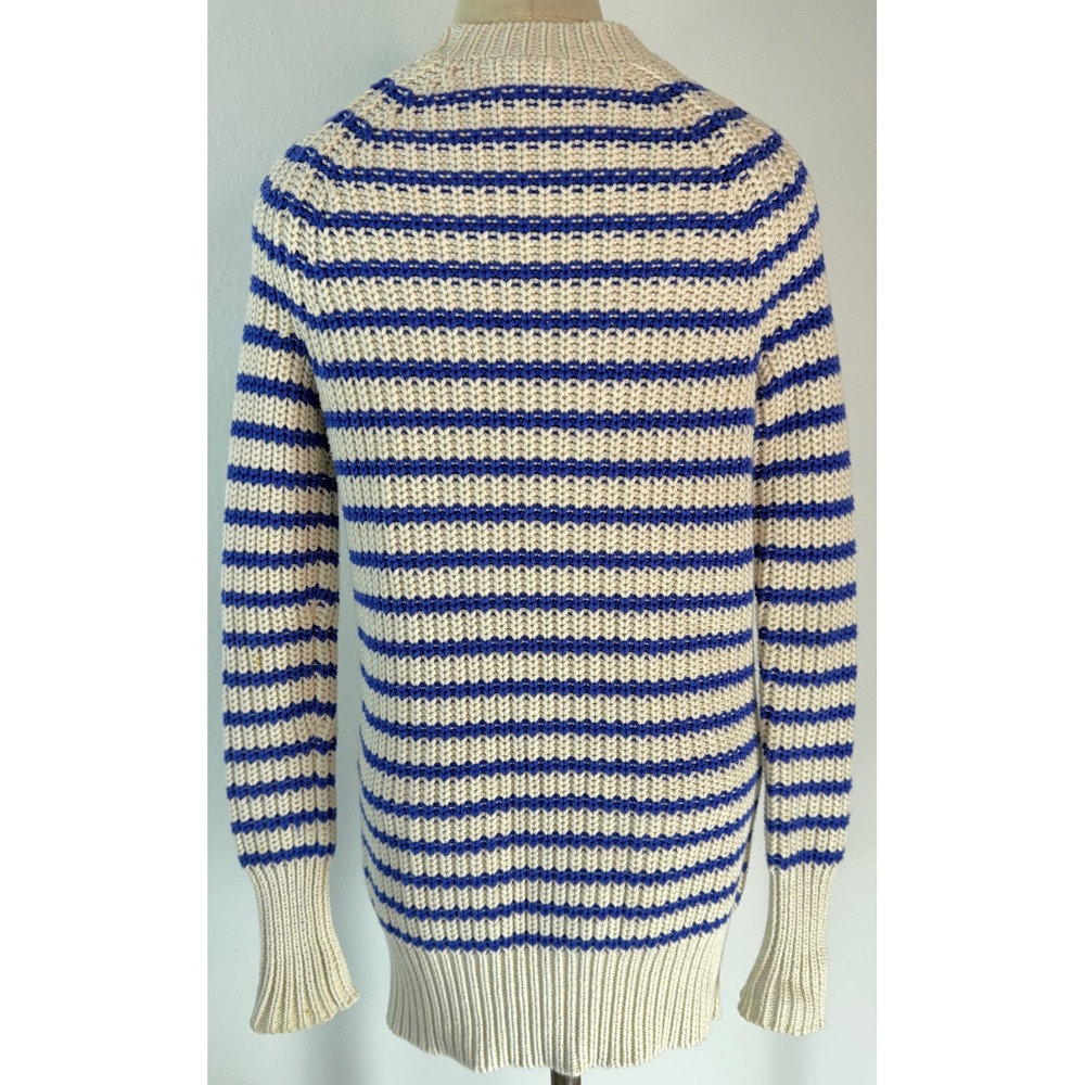 J. Crew Ripplestitch Cardigan Sweater Striped Chunky Knit Preppy Nautical Cozy - Picture 2 of 12